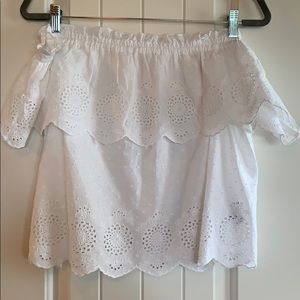 Off the shoulder eyelet top